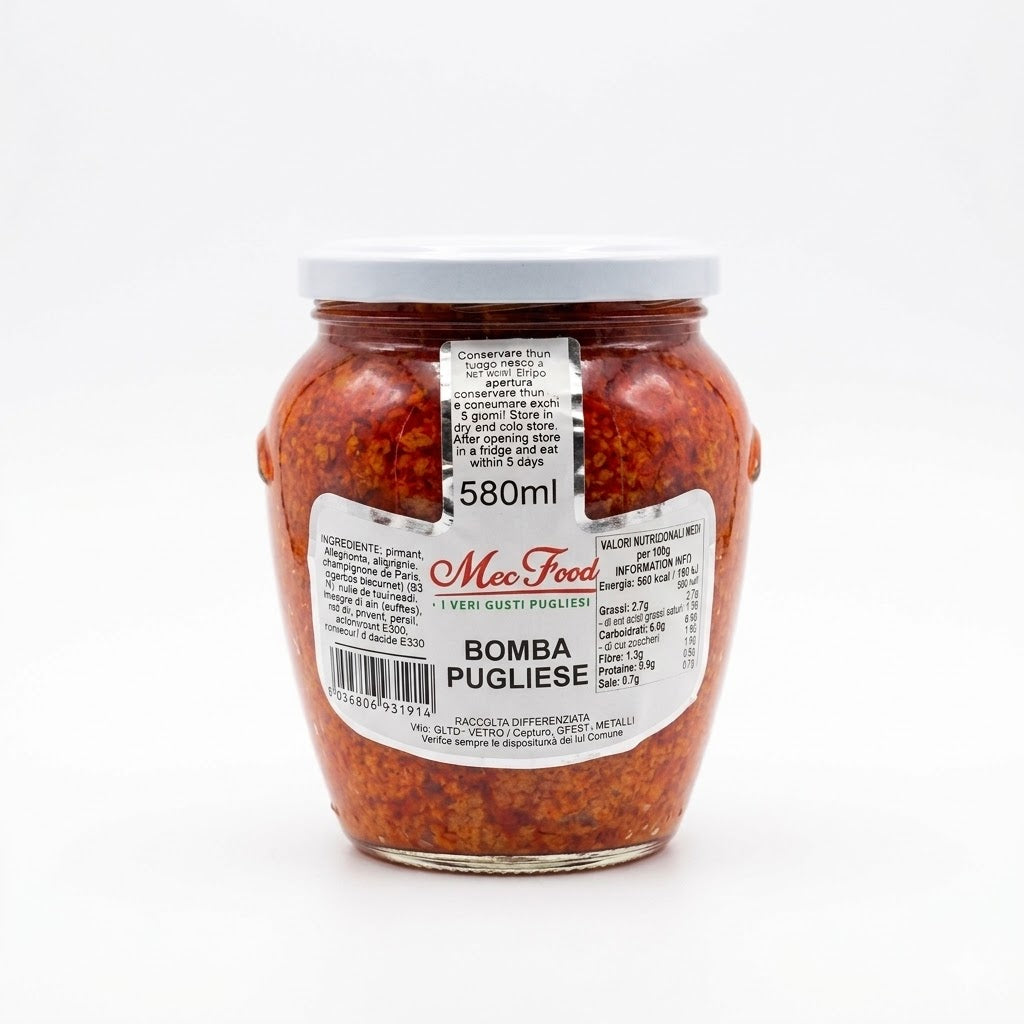 Bomba Pugliese Crema Tipica Spalmabile in Olio di Semi di Girasole vasetto da 580ml