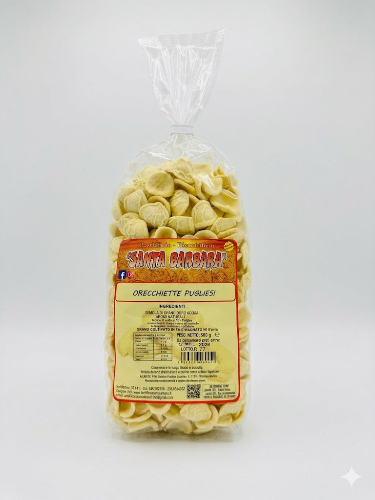 Orecchiette di Semola di Grano Duro - Pasta Artigianale Pugliese 500g