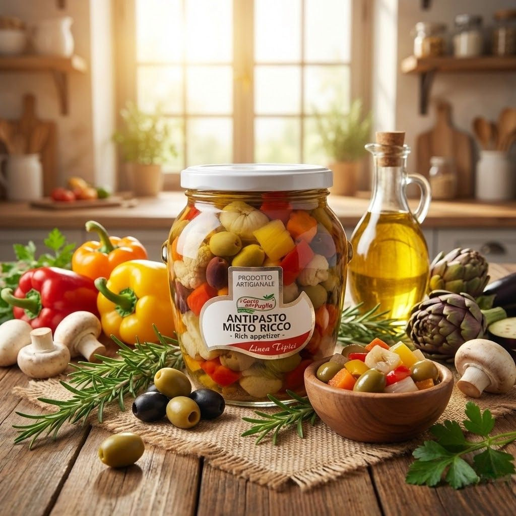 Antipasto Misto Ricco in Olio di Semi di Girasole vasetto da 580ml