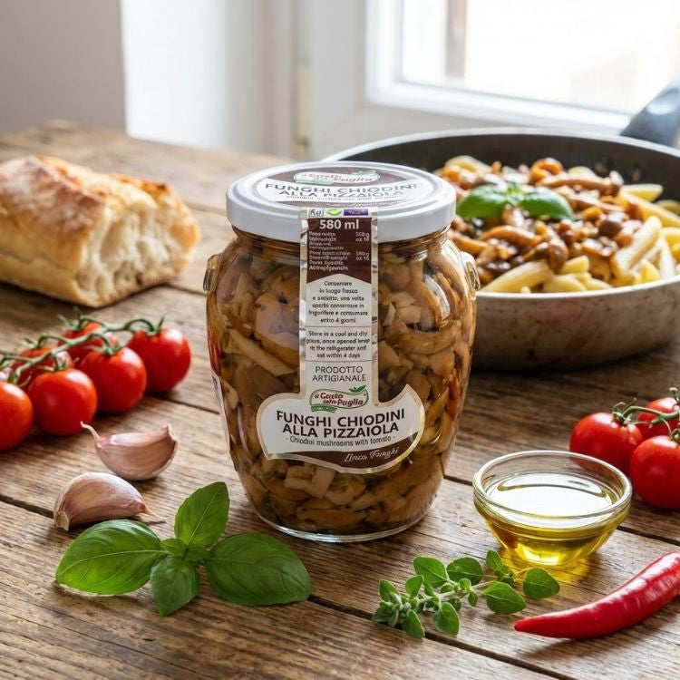 🎁 Funghi Chiodini alla Pizzaiola in Olio di Semi di Girasole vasetto da 580ml (50% off)
