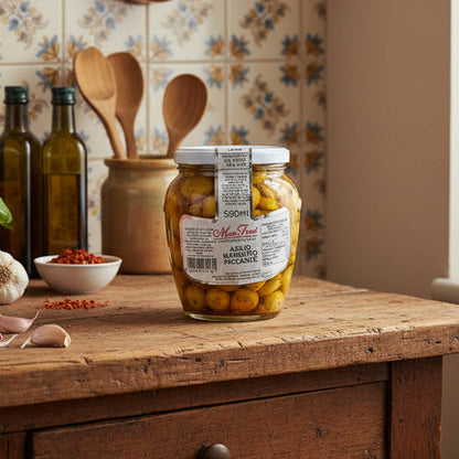 Aglio Marinato Piccante in Olio di Semi di Girasole 580ml