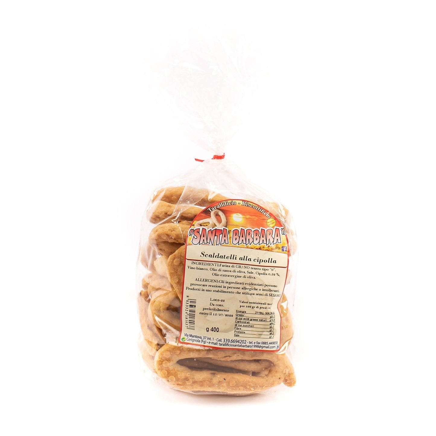 400g Taralli Scaldatelli Pugliesi Gusto Cipolla - Tarallificio Santa Barbara SRL