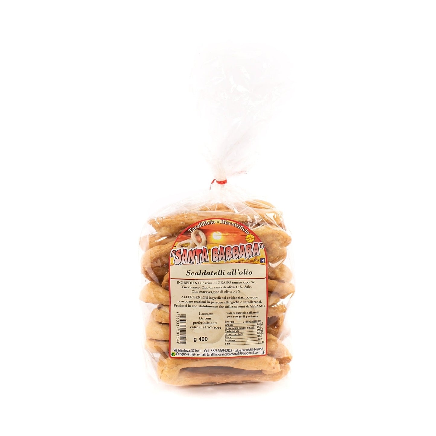 400g Taralli Scaldatelli Pugliesi Gusto Olio d'Oliva - Tarallificio Santa Barbara SRL