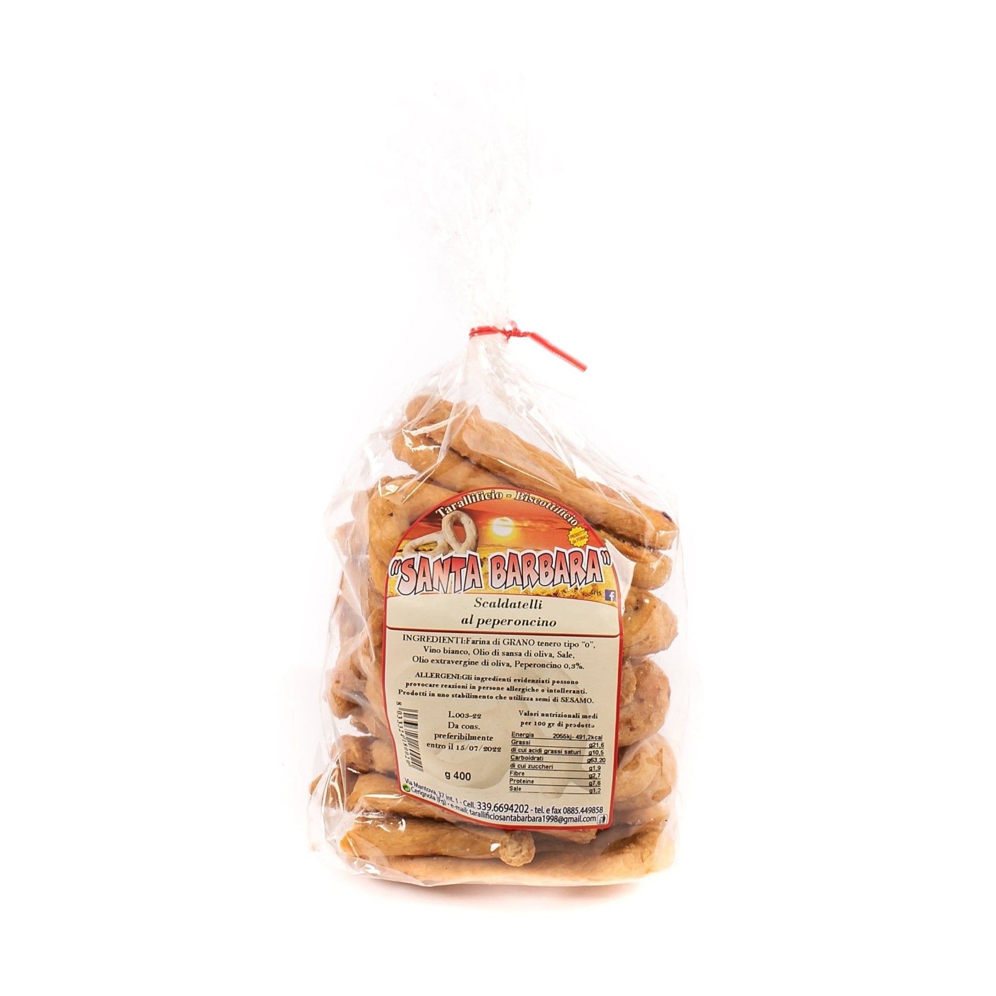 400g Taralli Scaldatelli Pugliesi Gusto Peperoncino - Tarallificio Santa Barbara SRL