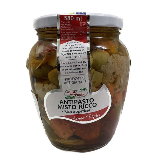 Antipasto Misto Ricco in Olio di Semi di Girasole vasetto da 580ml