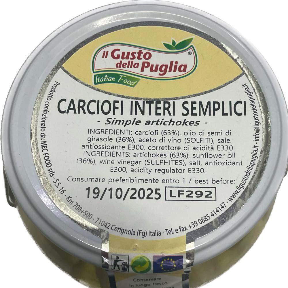 Carciofi Interi Semplici in Olio di Semi di Girasole vasetto da 580ml