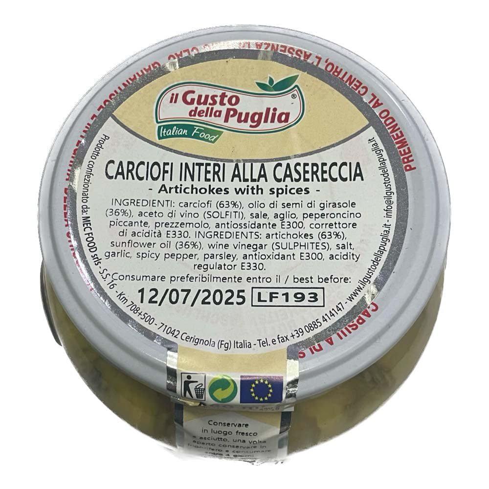 Carciofi Interi alla Casereccia in Olio di Semi di Girasole vasetto da 580ml