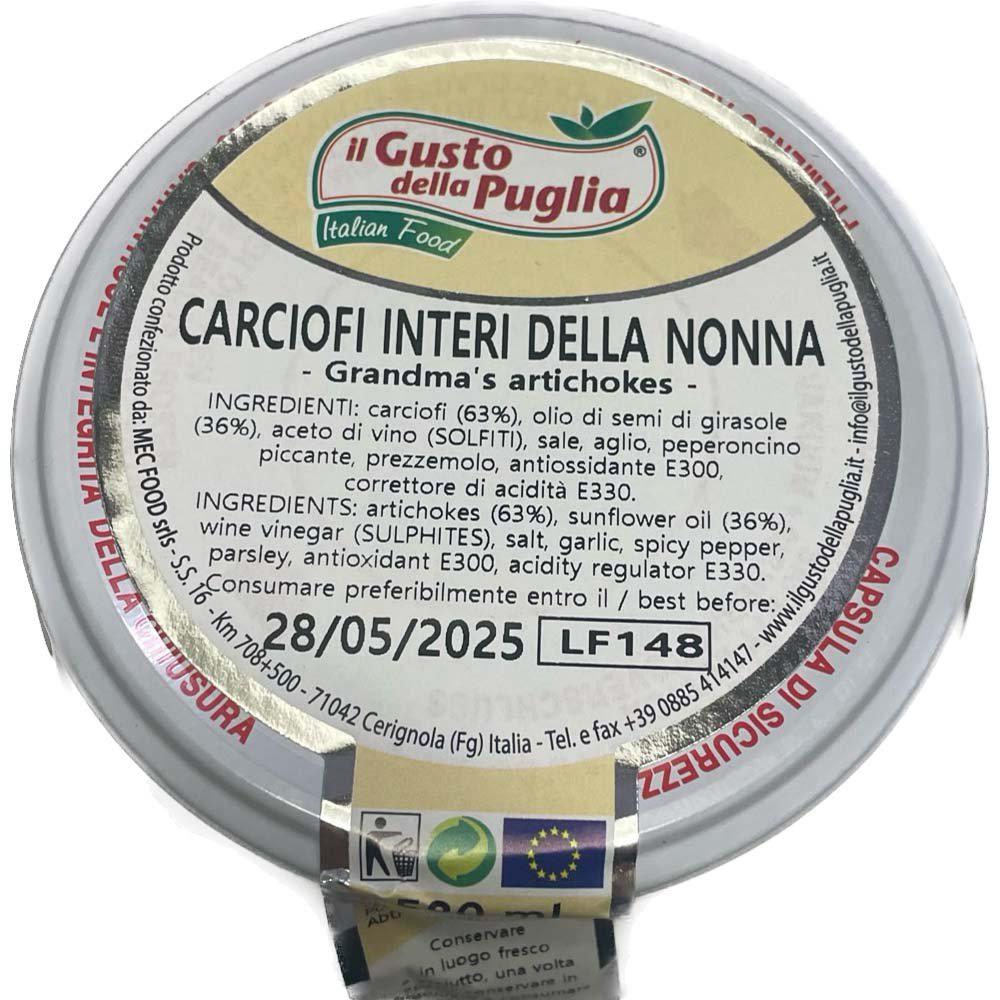 Carciofi Interi della Nonna in Olio di Semi di Girasole vasetto da 580ml