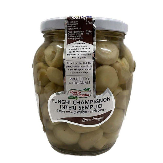 Funghi Champignon interi Semplici in Olio di Semi di Girasole vasetto da 580ml