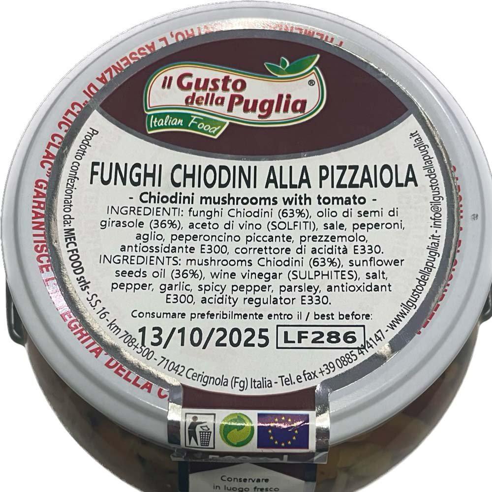 Funghi Chiodini alla Pizzaiola in Olio di Semi di Girasole vasetto da 580ml