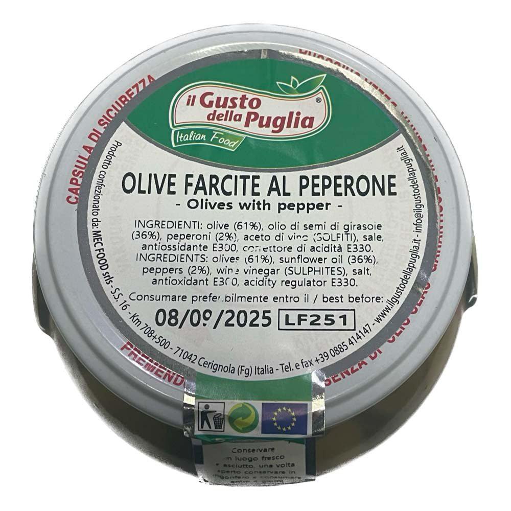 Olive Farcite al Peperone in Olio di Semi di Girasole vasetto da 580ml